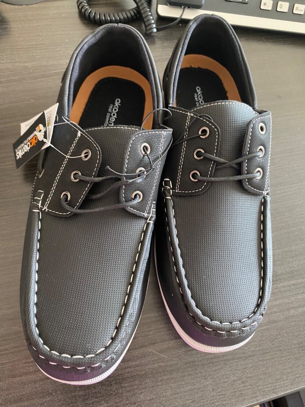 Akademiks Marina Mens Comfortable And Casual 2 Boat Shoes Black Size 11 NIB